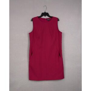 Lauren Ralph Lauren Dress Womens 16 Pink Textured Sleeveless Sheath Lined Career